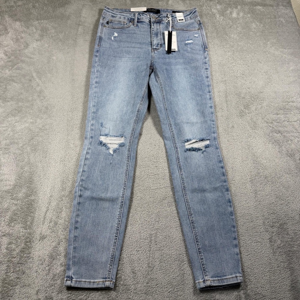 Judy Blue Jeans‎ Womens 9/29 Blue Mid Rise Skinny Distressed JB88797LT-CO NWT